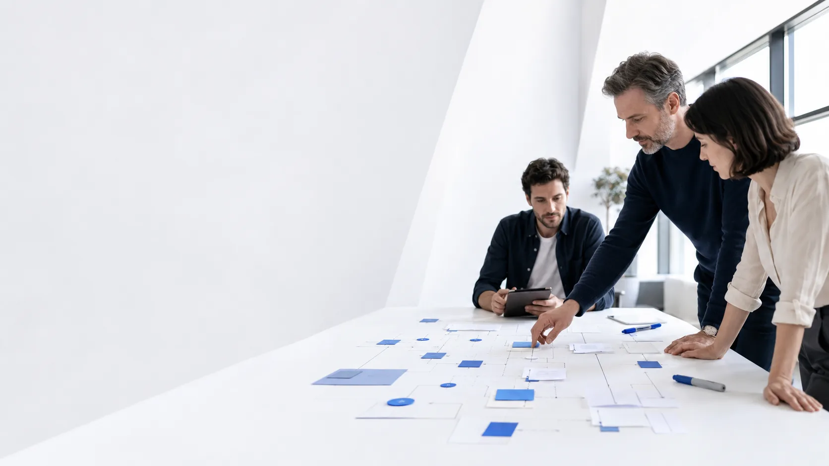 People working together on a service workflow.
