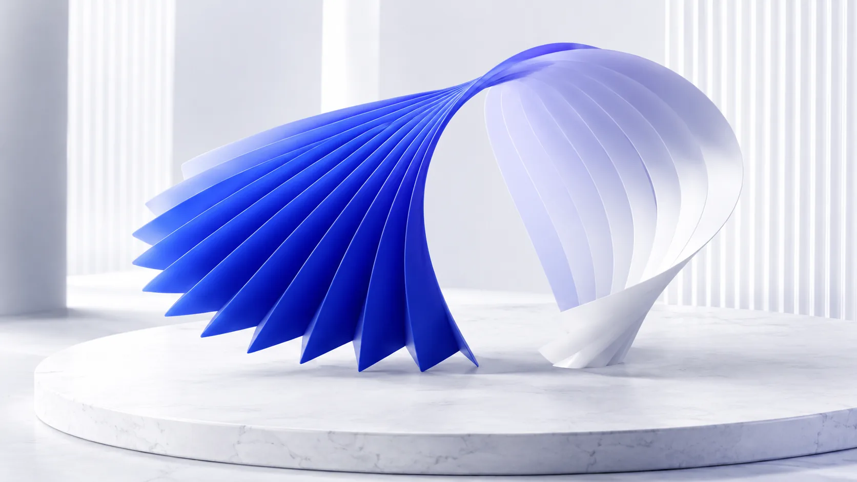 An indigo folded modular form representing structured fitness operations.
