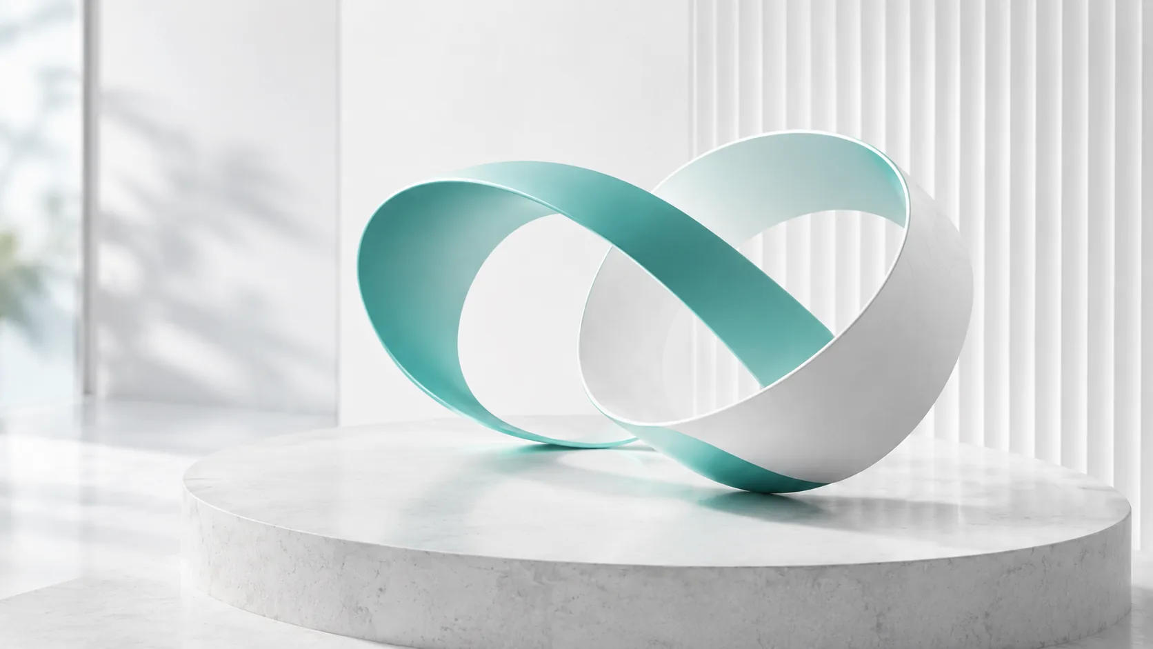 A teal continuous-flow form representing calm studio and workshop operations.